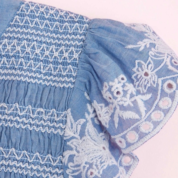 Embroidered Ruffle Sleeve Top - Picture 2 of 3